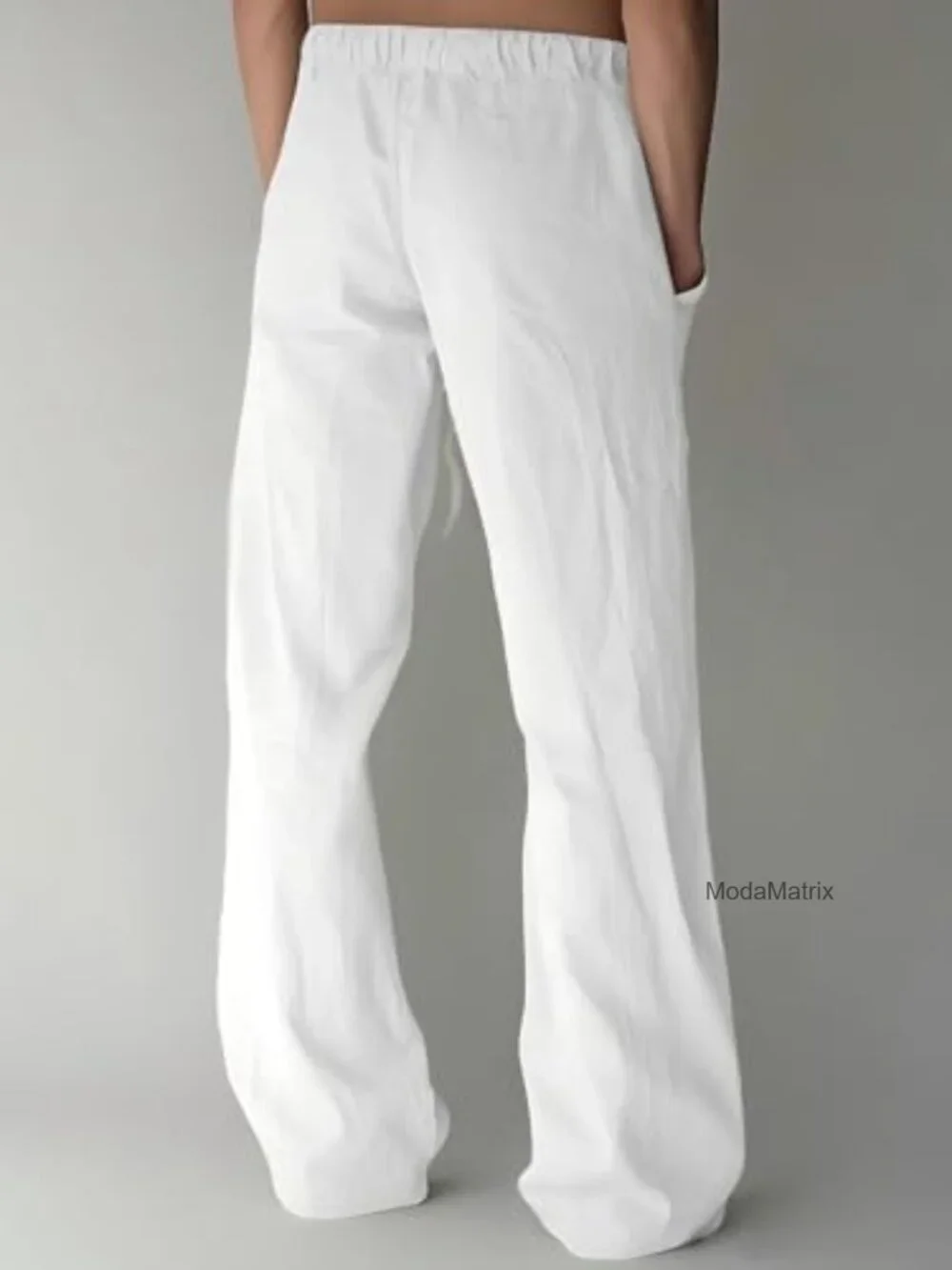 Men's Cotton Linen Drawstring Pants Loose Fit Beach Casual